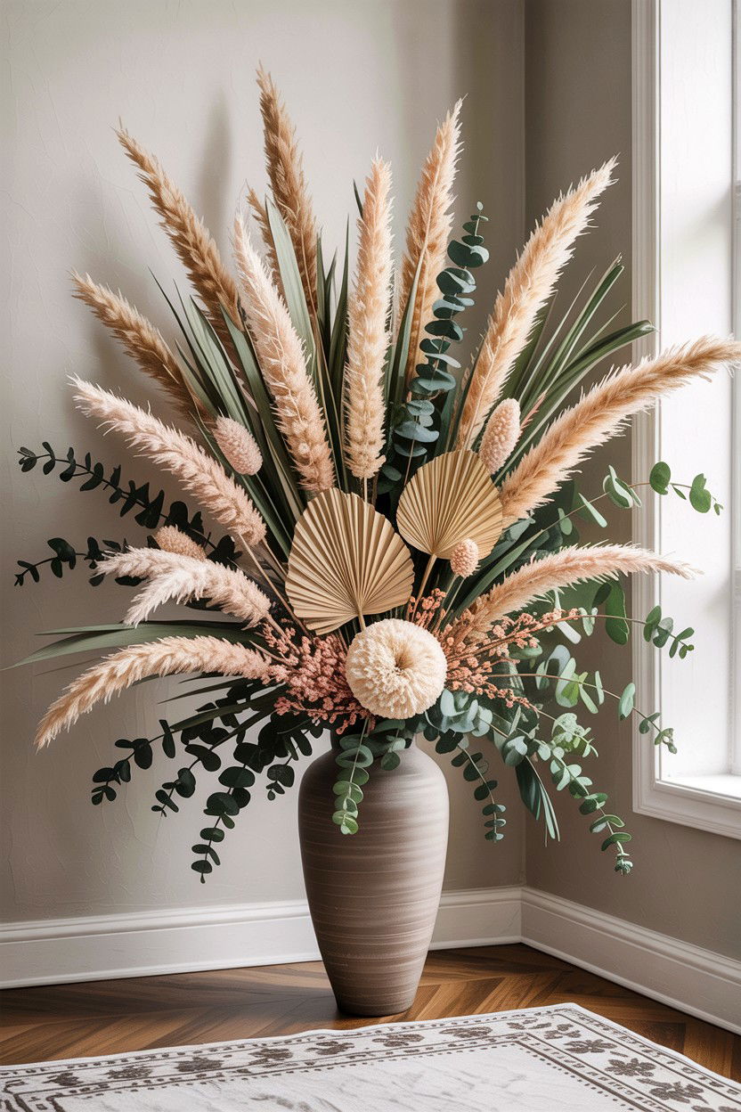 Dried floral arrangement - 30 handcrafted living room ideas