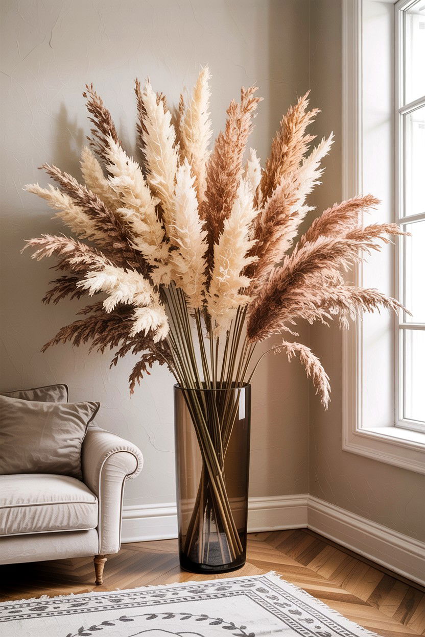 Dried flowers - 30 inexpensive living room ideas