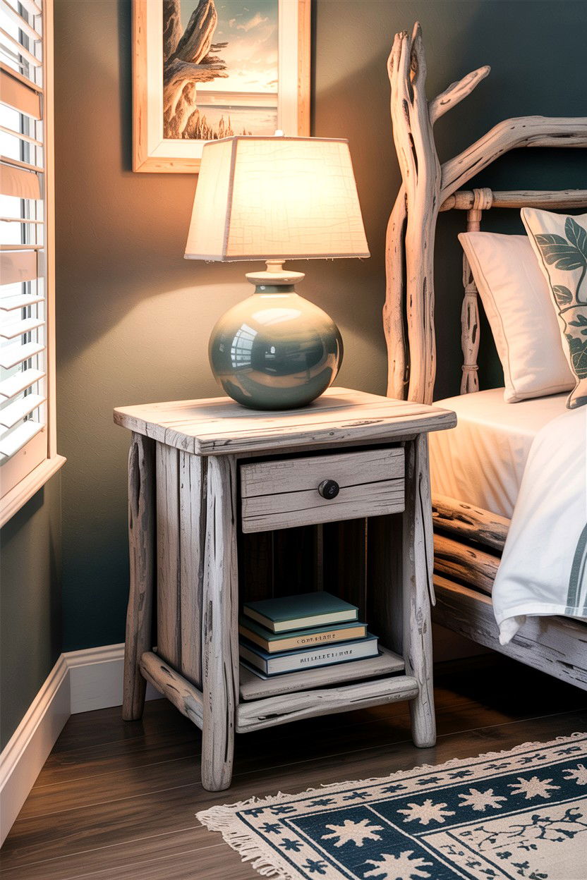Driftwood Bedside Table - 30 bedroom rustic nightstands