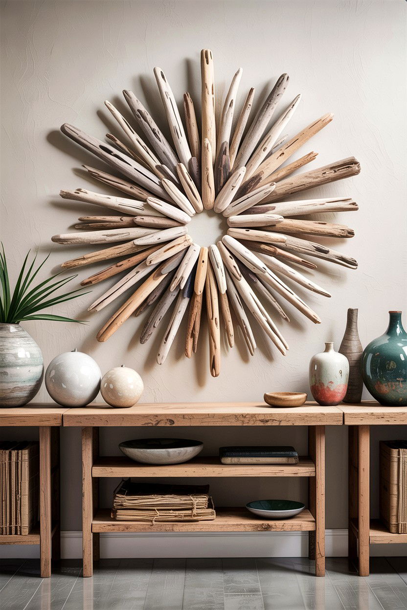 Driftwood wall sculpture - 30 handcrafted living room ideas