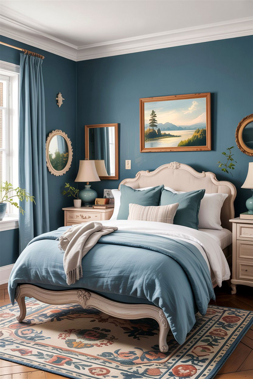 Dusty Blue Bedroom - 30 traditional blue bedroom ideas