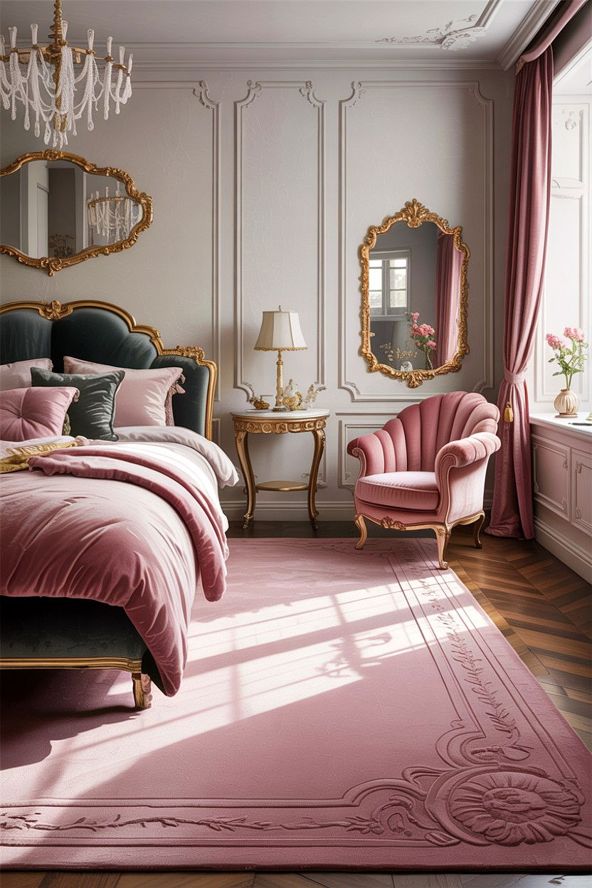 Dusty Pink Wool Rug - 30 bedroom wool rugs