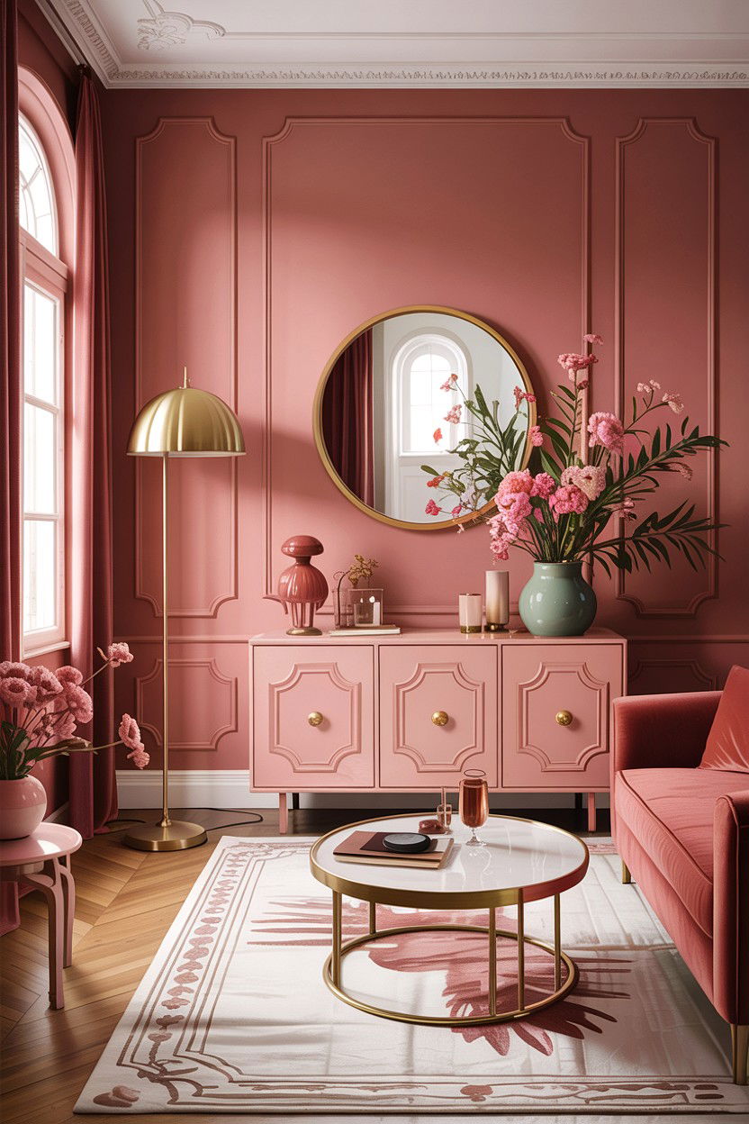 Dusty Rose And Brass Finishes - 30 dusty rose living room ideas
