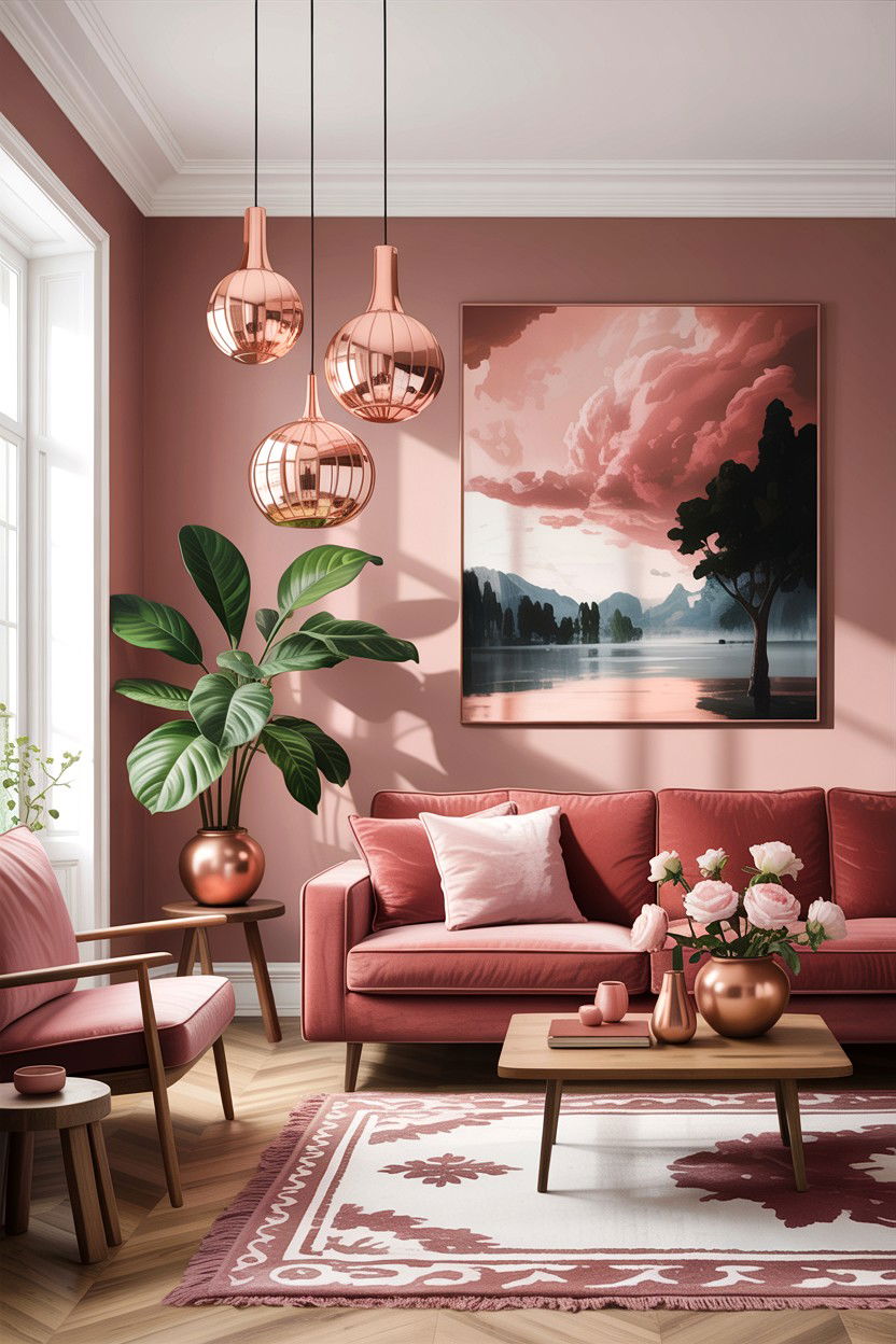 Dusty Rose And Copper Accents - 30 dusty rose living room ideas