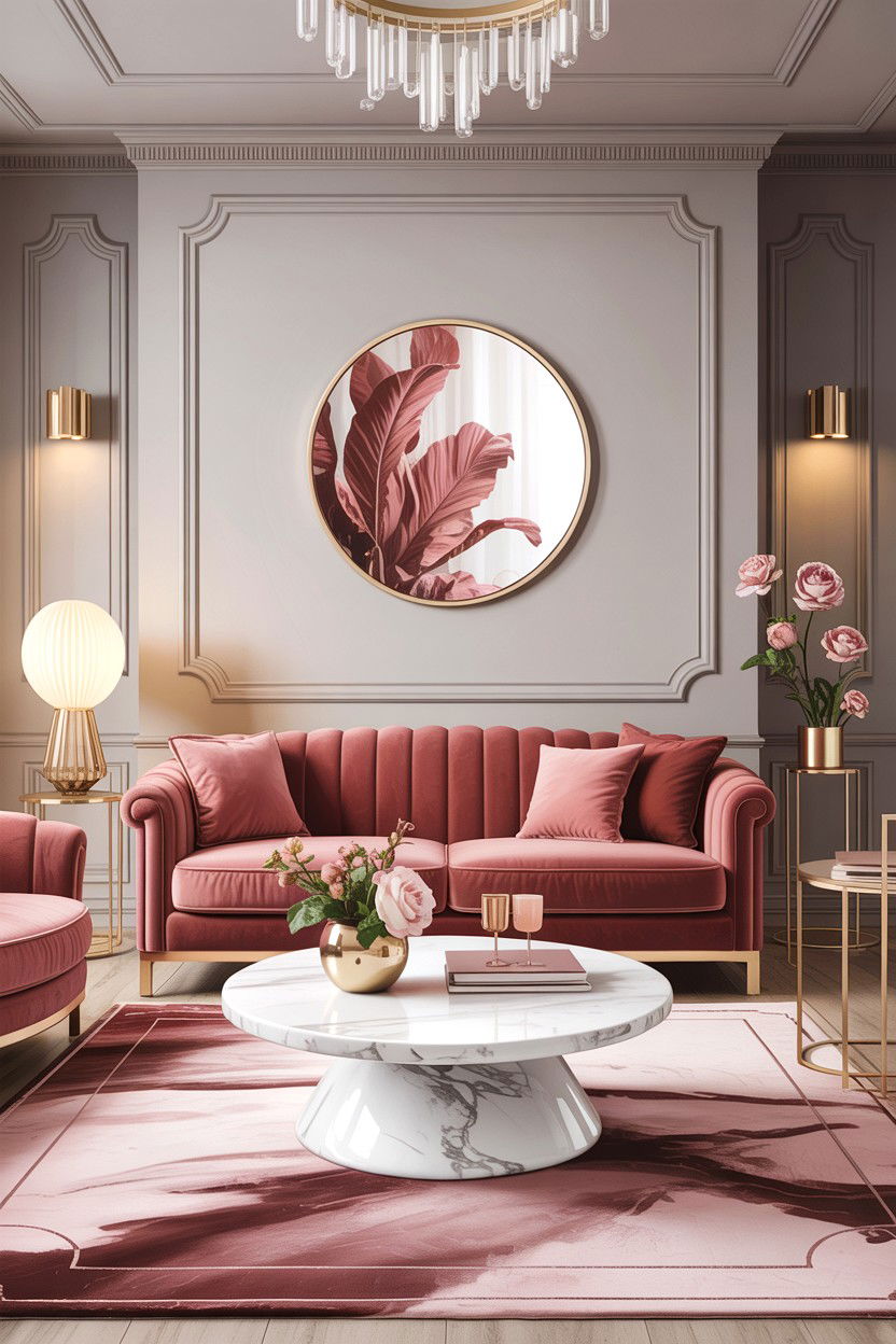 Dusty Rose And Marble Living Room - 30 dusty rose living room ideas