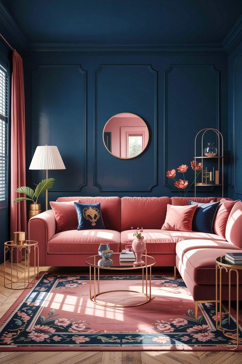 Dusty Rose And Navy Blue Living Room - 30 dusty rose living room ideas