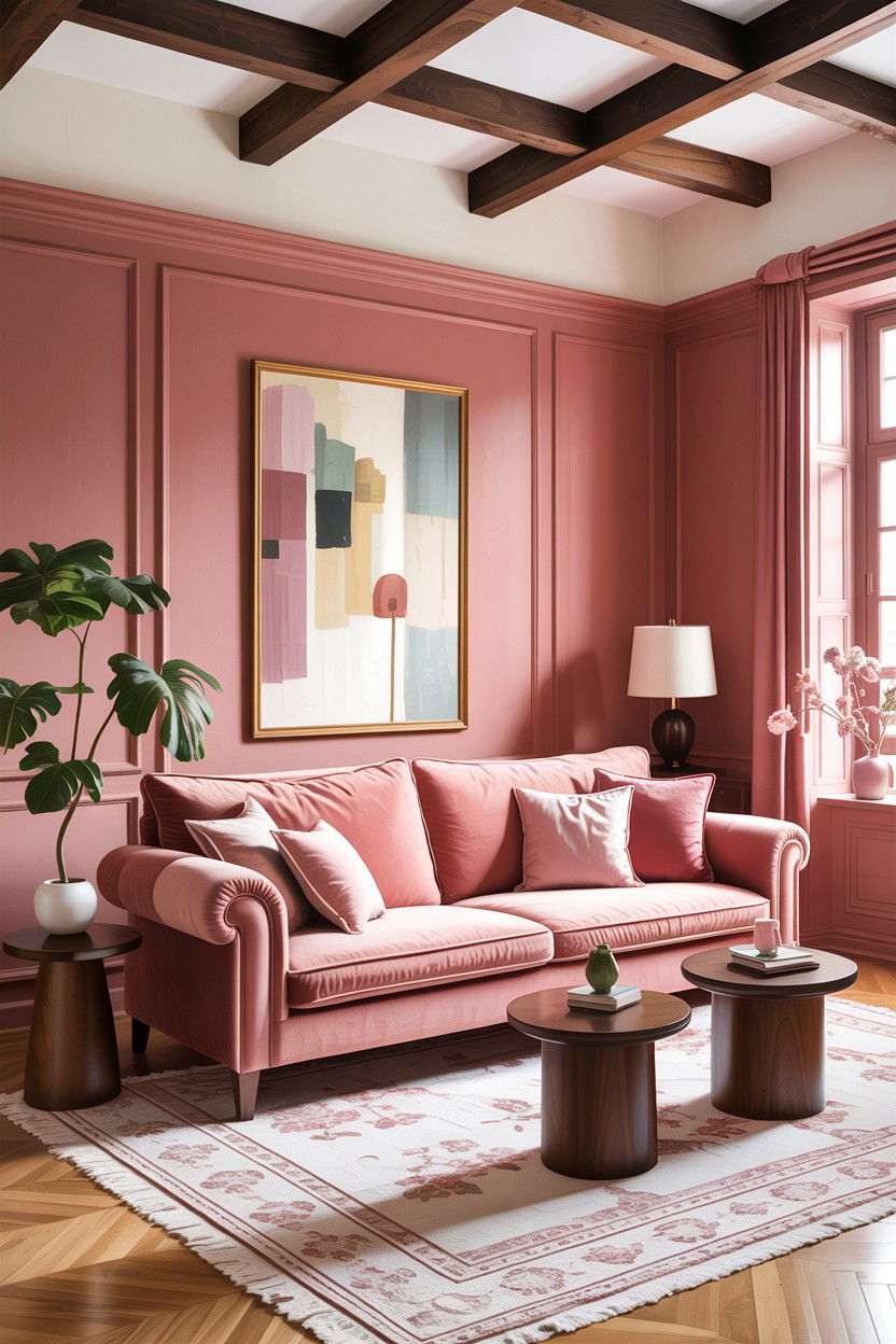 Dusty Rose And Wood Furniture - 30 dusty rose living room ideas