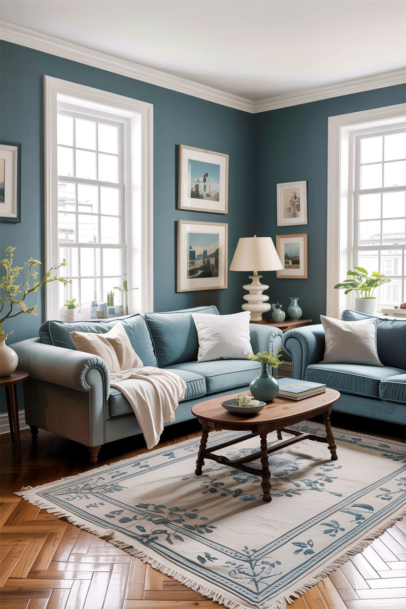 Dusty blue living room - 30 cool toned living room ideas