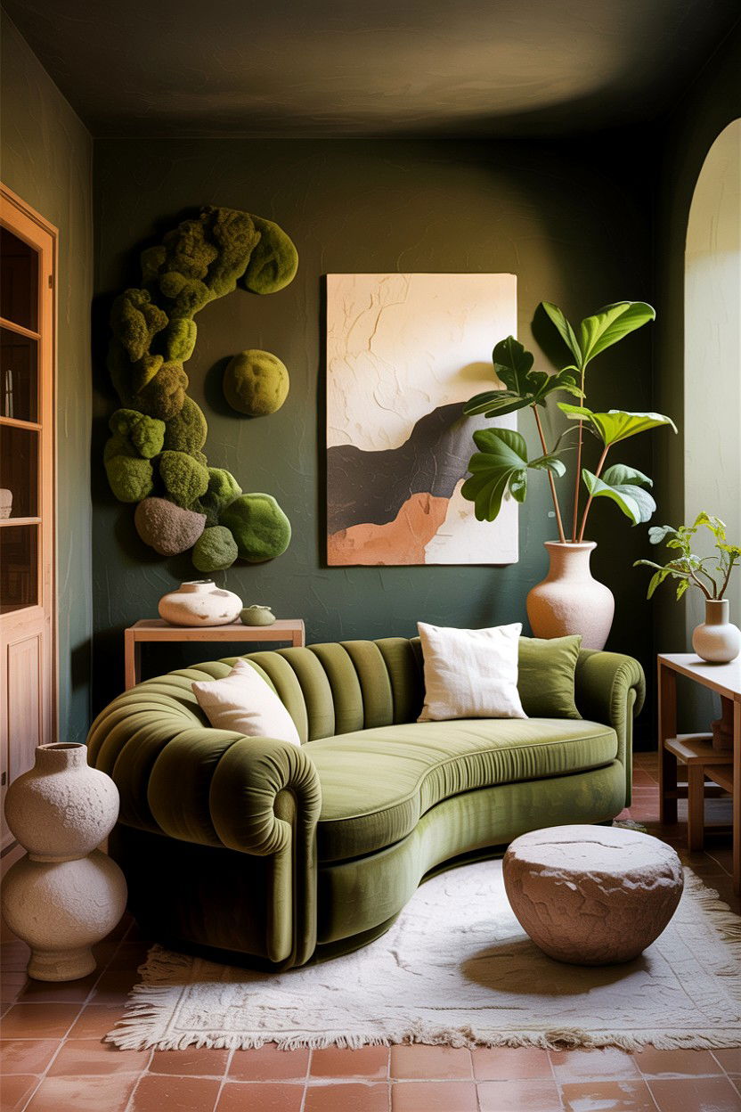 Earth Tone Curved Sofa - 30 living room curved sofa ideas