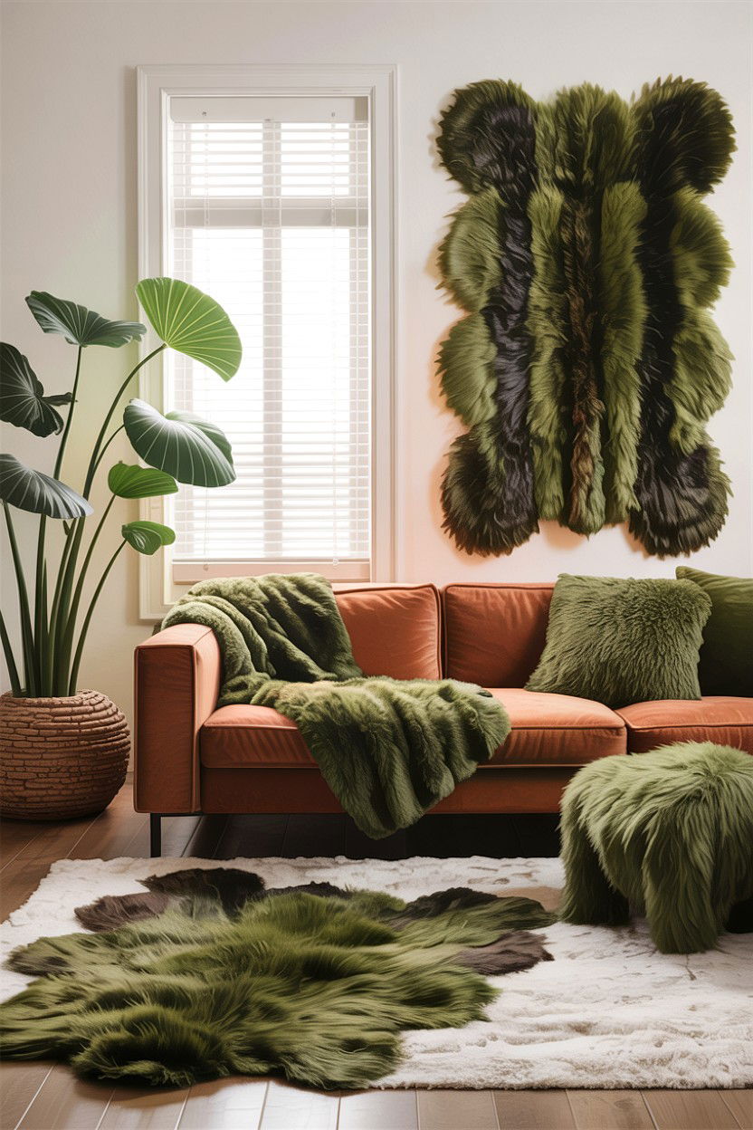 Earth Tone Faux Fur Living Room - 30 faux fur living room ideas