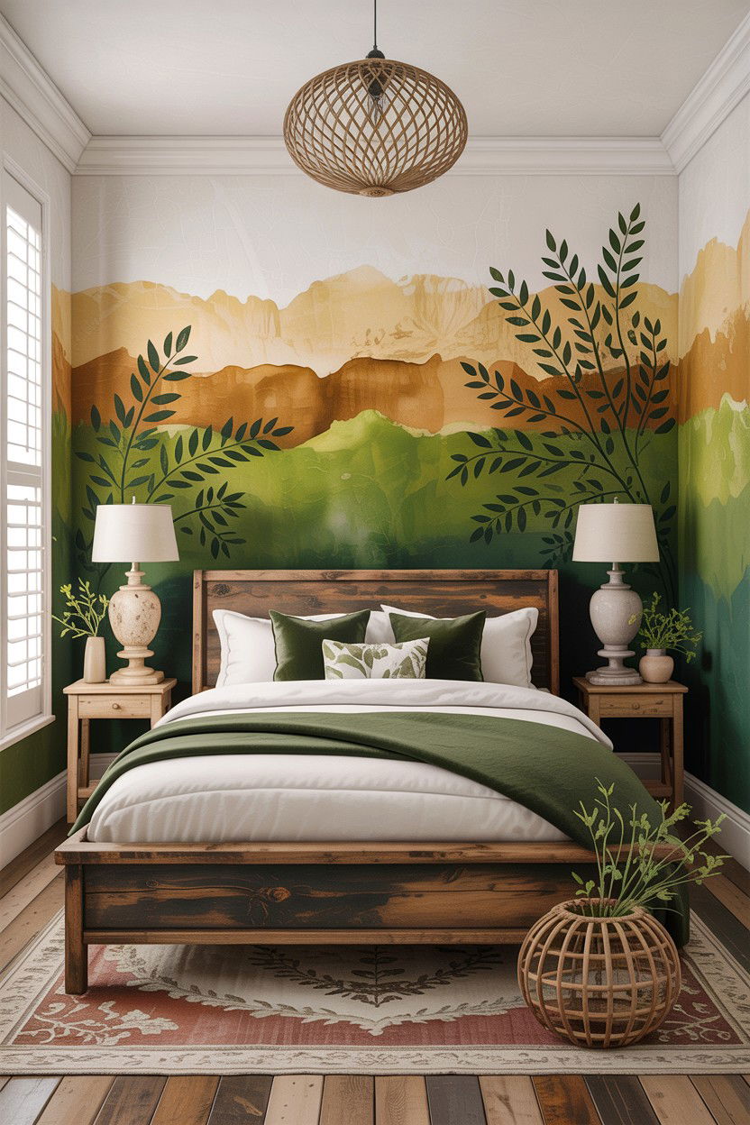 Earth Tone Ombre Wall - 30 bedroom ombre wall ideas