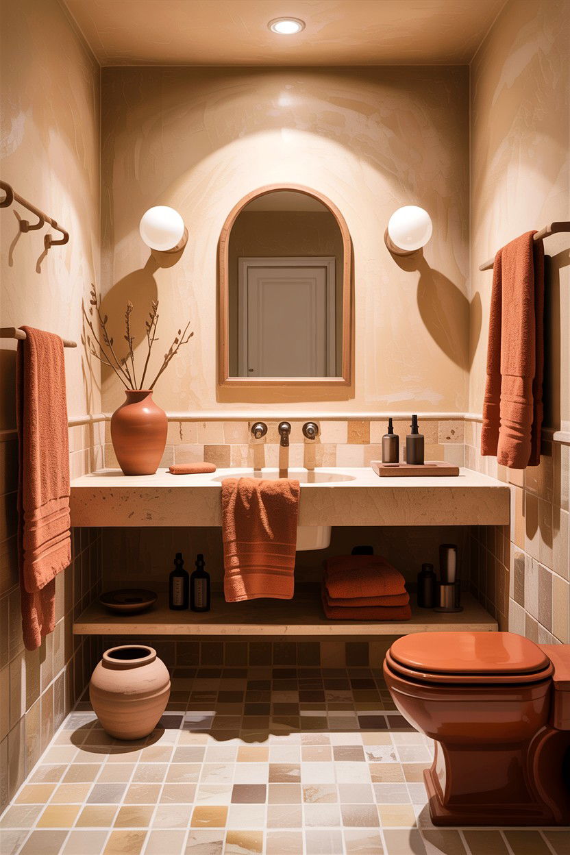 Earthy Beige Bathroom - 30 warm beige bathroom ideas