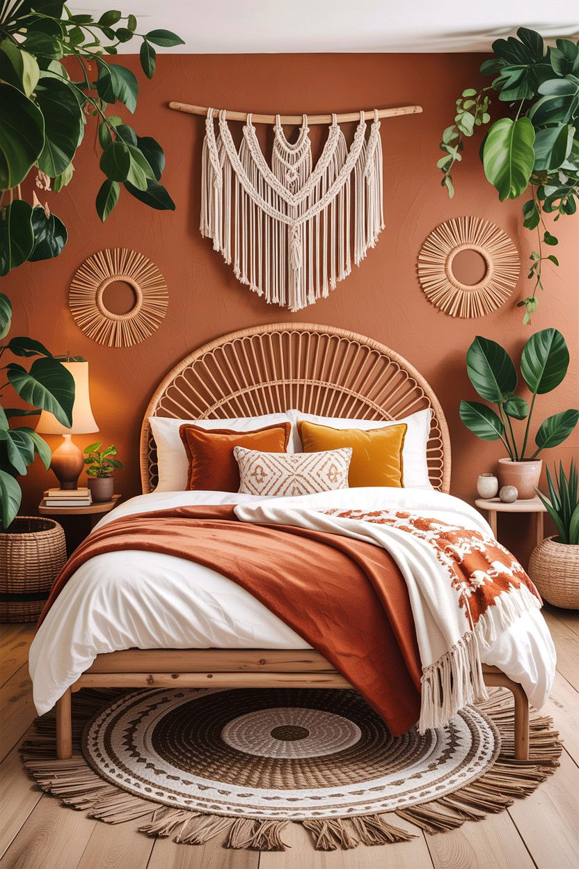 Earthy Boho Bedroom - 30 warm brown bedroom ideas
