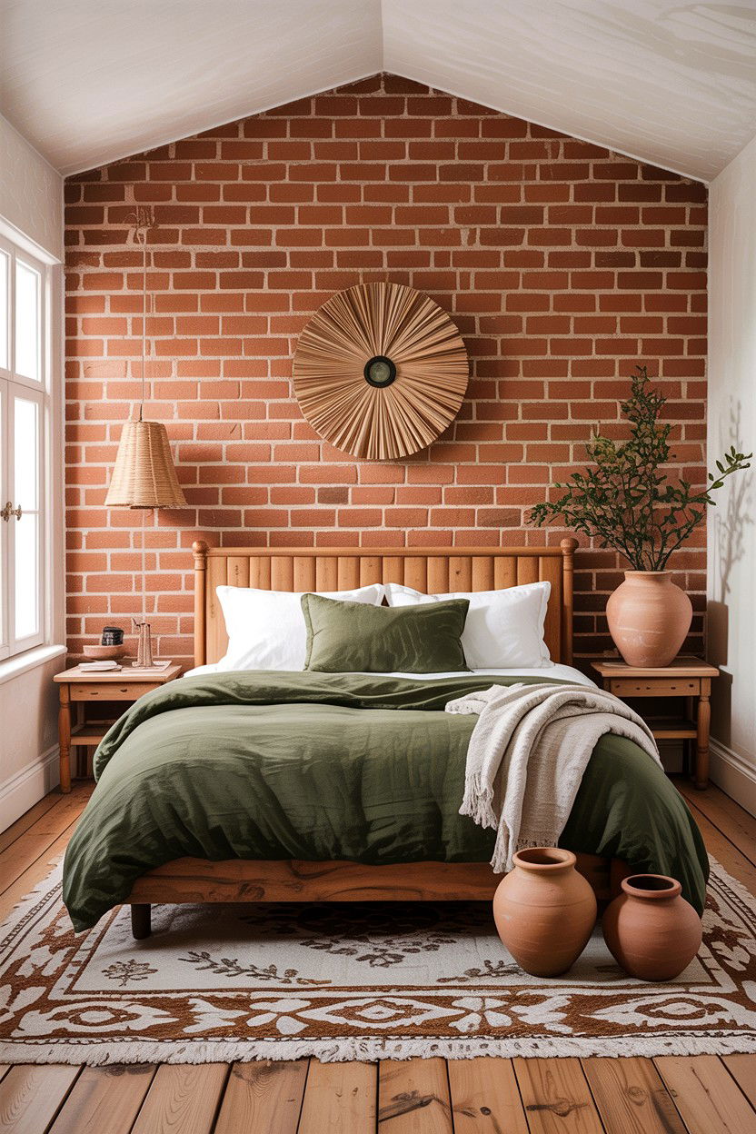 Earthy Brick Bedroom - 30 exposed brick bedroom ideas