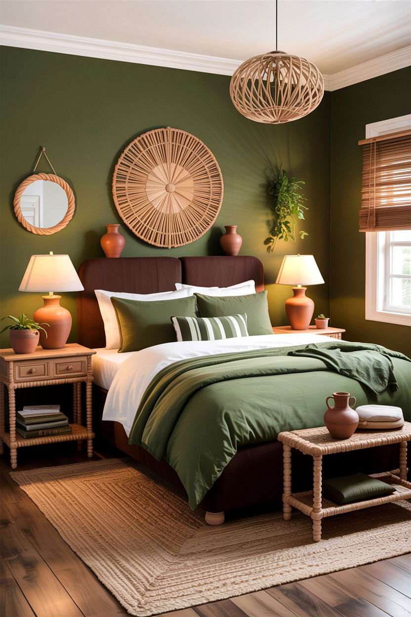 Earthy Brown And Green Bedroom - 30 forest bedroom ideas