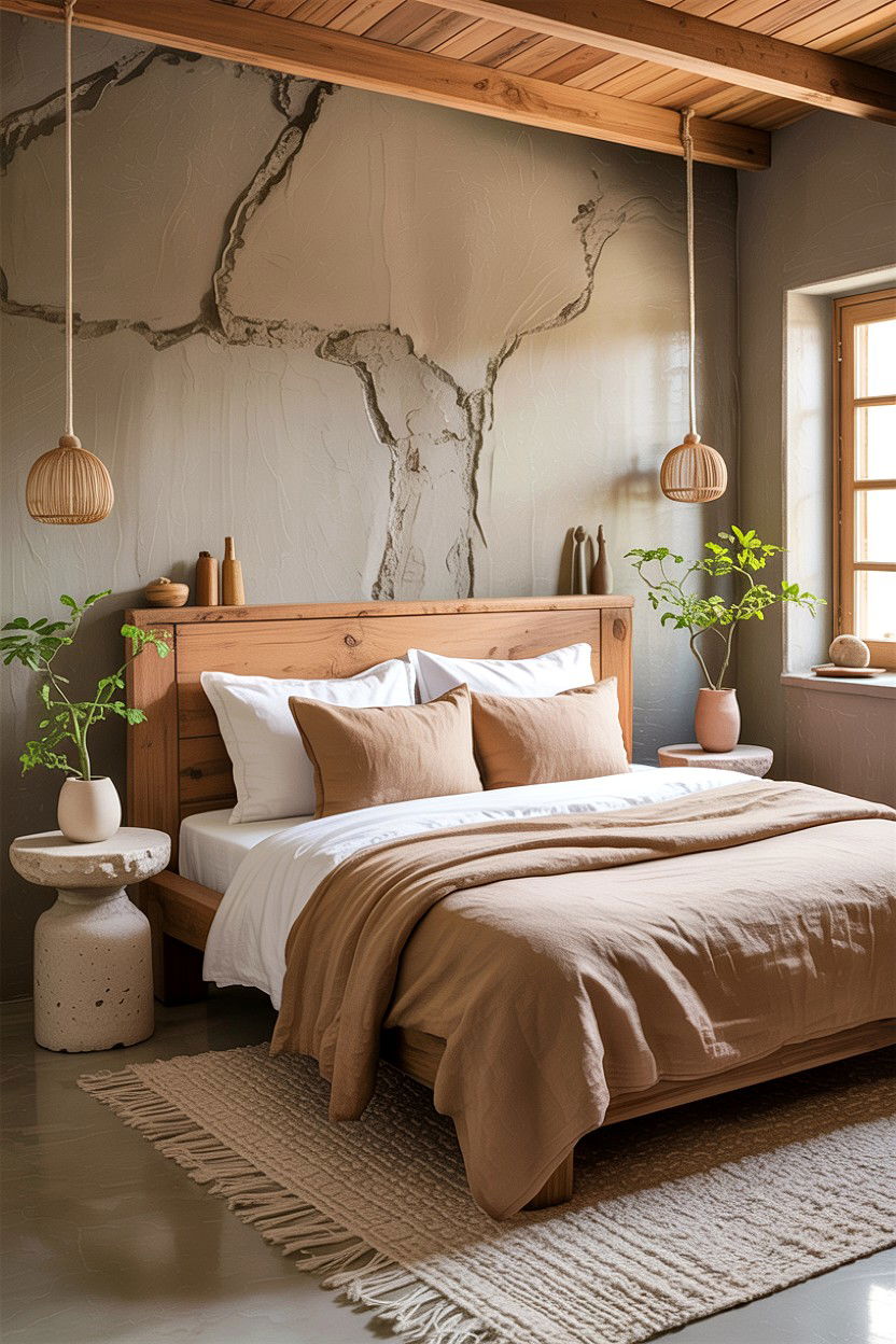 Earthy Concrete Bedroom - 30 concrete wall bedroom ideas