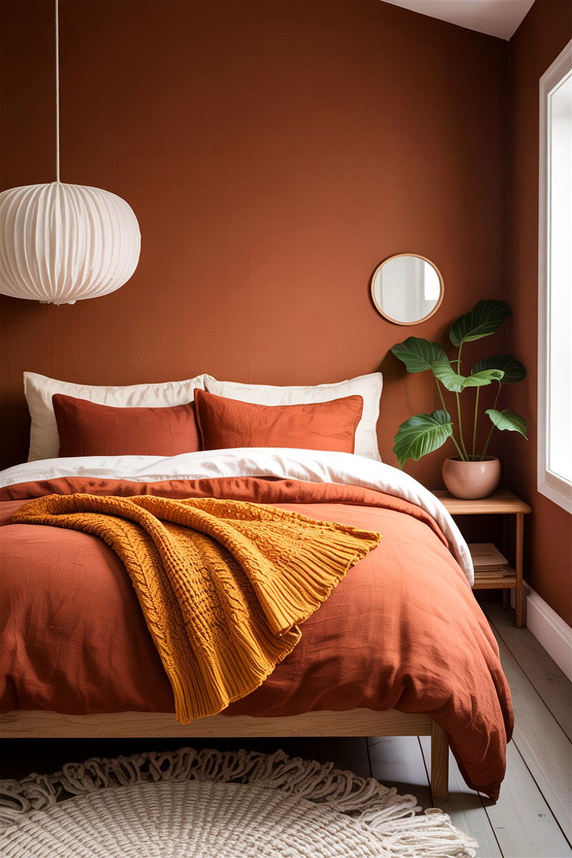 Earthy Terracotta Bedding - 30 bedroom layered bedding ideas