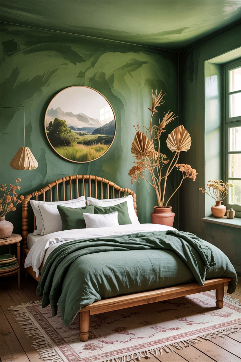 Earthy green bedroom - 30 rustic green bedroom ideas