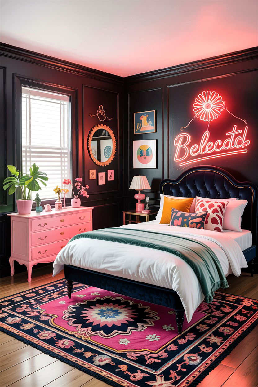 Eclectic Black Bedroom - 30 bedroom black walls