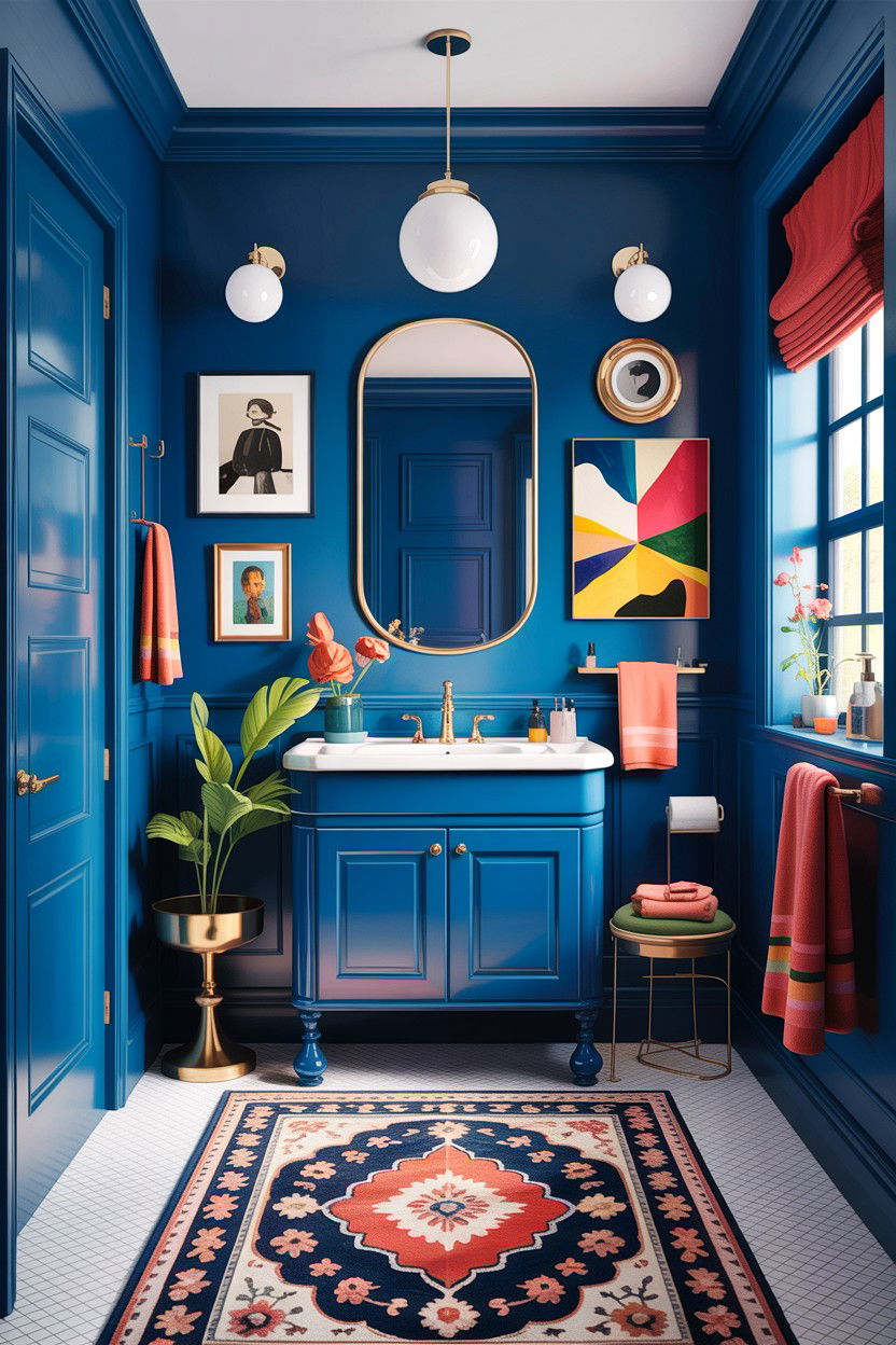 Eclectic Blue Bathroom - 30 cobalt blue bathroom ideas