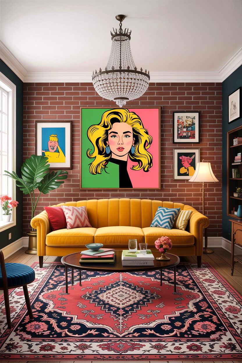 Eclectic Brick Living Room - 30 exposed brick living room ideas