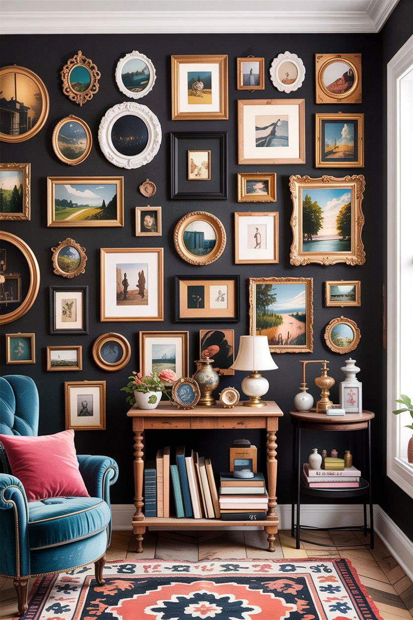 Eclectic Gallery Wall - 30 bedroom memory wall ideas