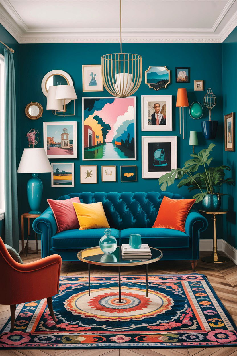 Eclectic Teal Living Room - 30 teal living room design ideas