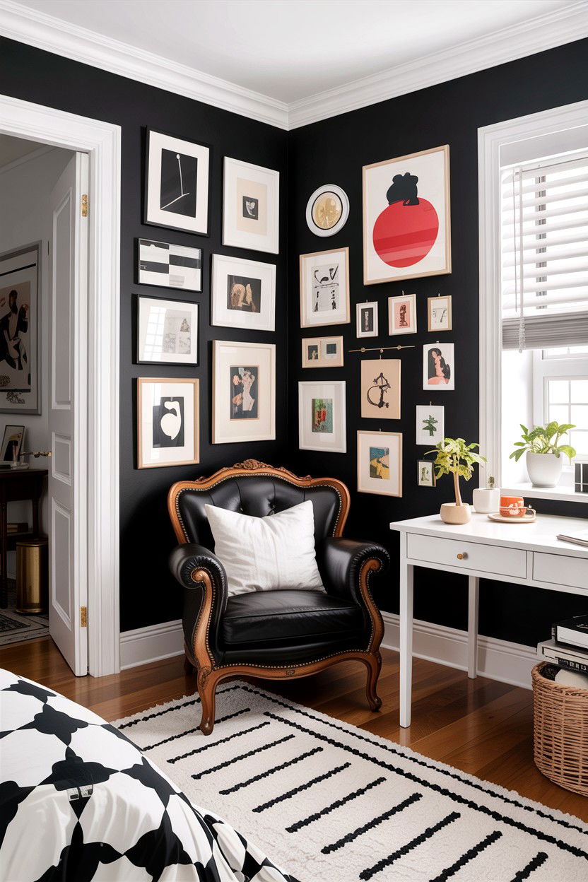 Eclectic black and white bedroom - 30 black and white bedroom ideas
