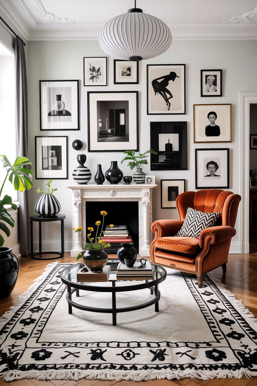 Eclectic black and white living room - 30 black and white living room ideas