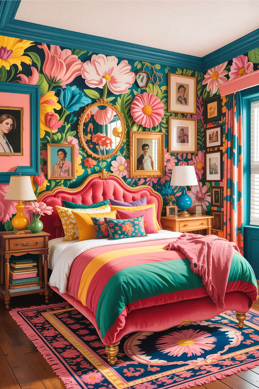Eclectic maximalist color bedroom - 30 colorful bedroom ideas