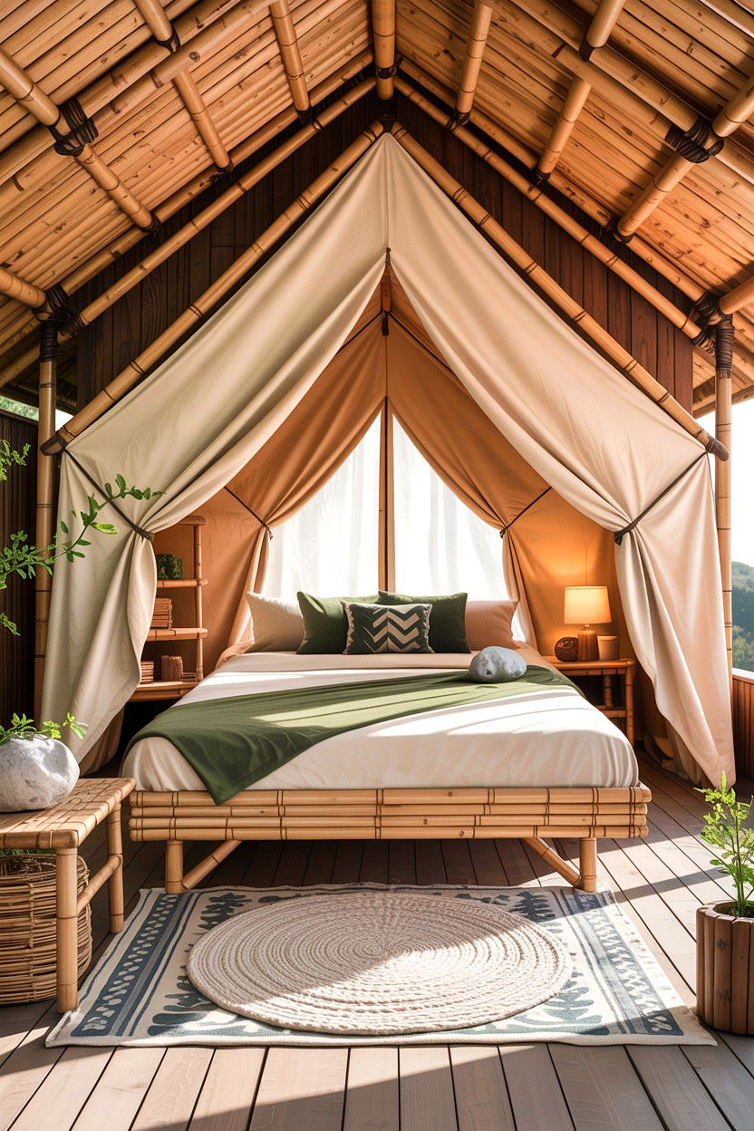 Eco Friendly Bamboo Tent - 30 camping bedroom ideas