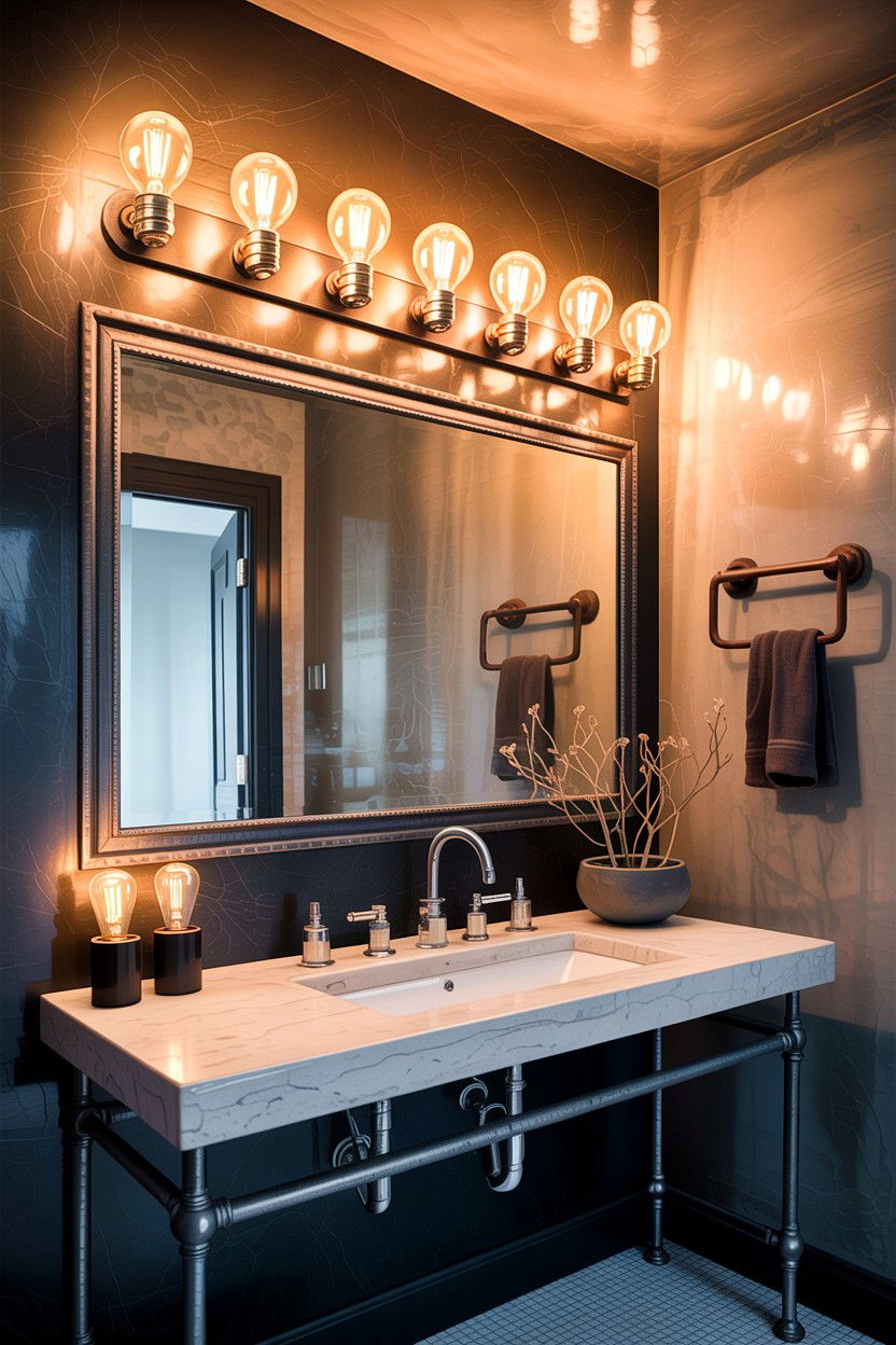 Edison Bulb Vanity Light - 30 industrial bathroom ideas
