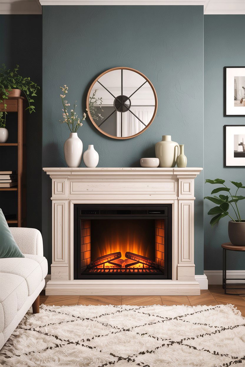 Electric fireplace insert with mantel - 30 living room fireplace insert ideas