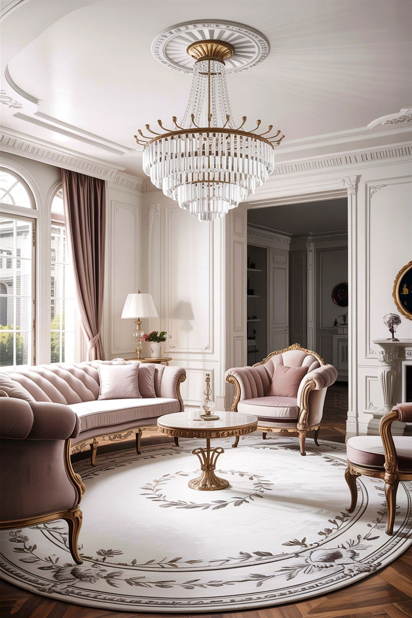 Elegant White Living Room With Chandelier - 30 traditional white living room ideas