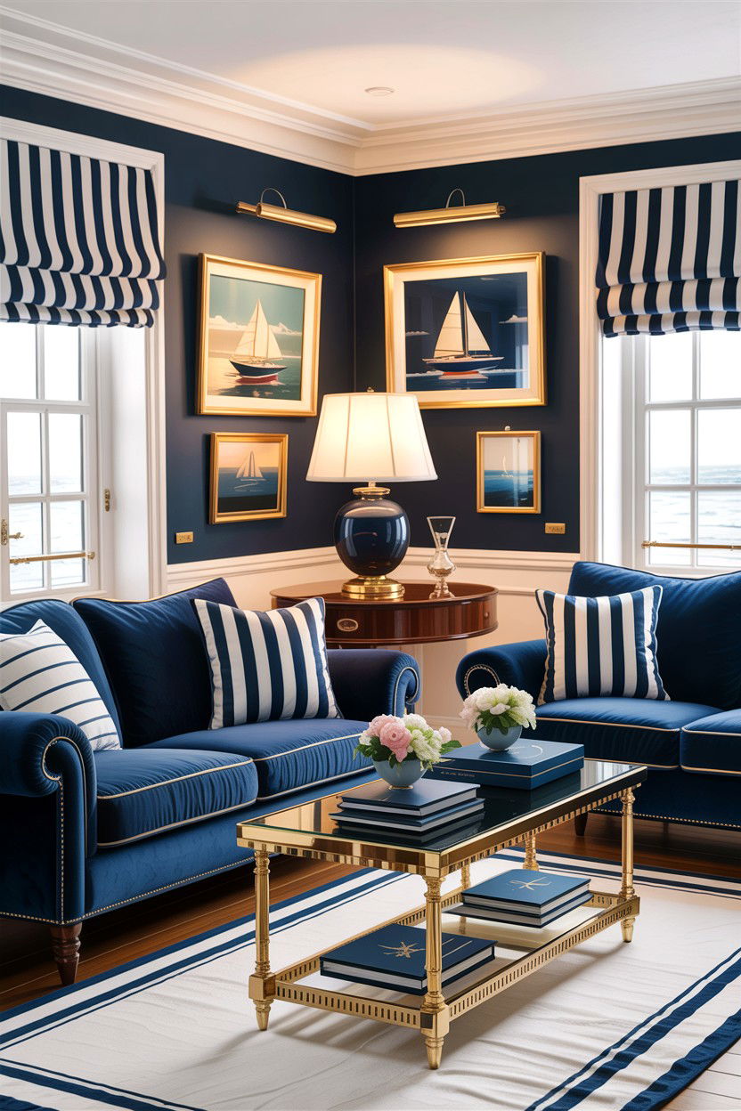 Elegant nautical living room - 30 hamptons living room ideas