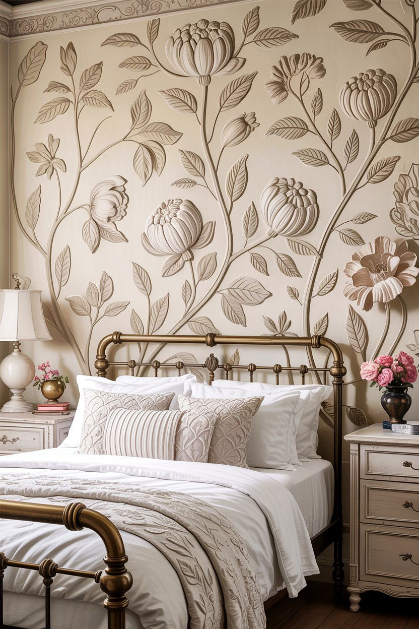 Embossed Floral Wallpaper - 30 bedroom textured wallpapers