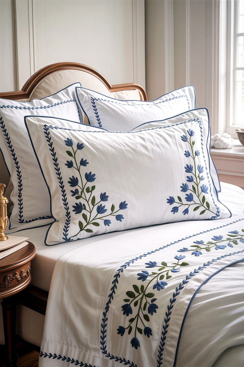 Embroidered Cotton Shams - 30 bedroom pillow shams