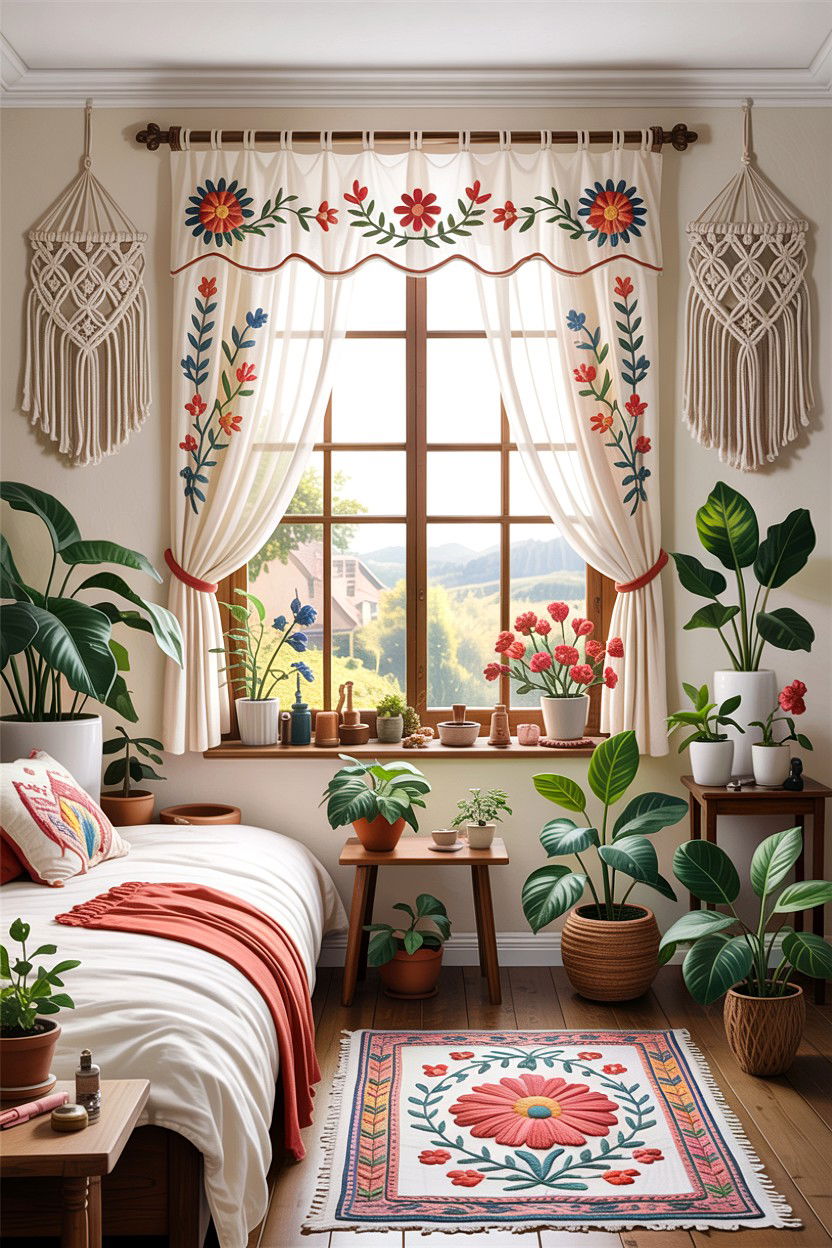 Embroidered Window Valance - 30 bedroom window valances