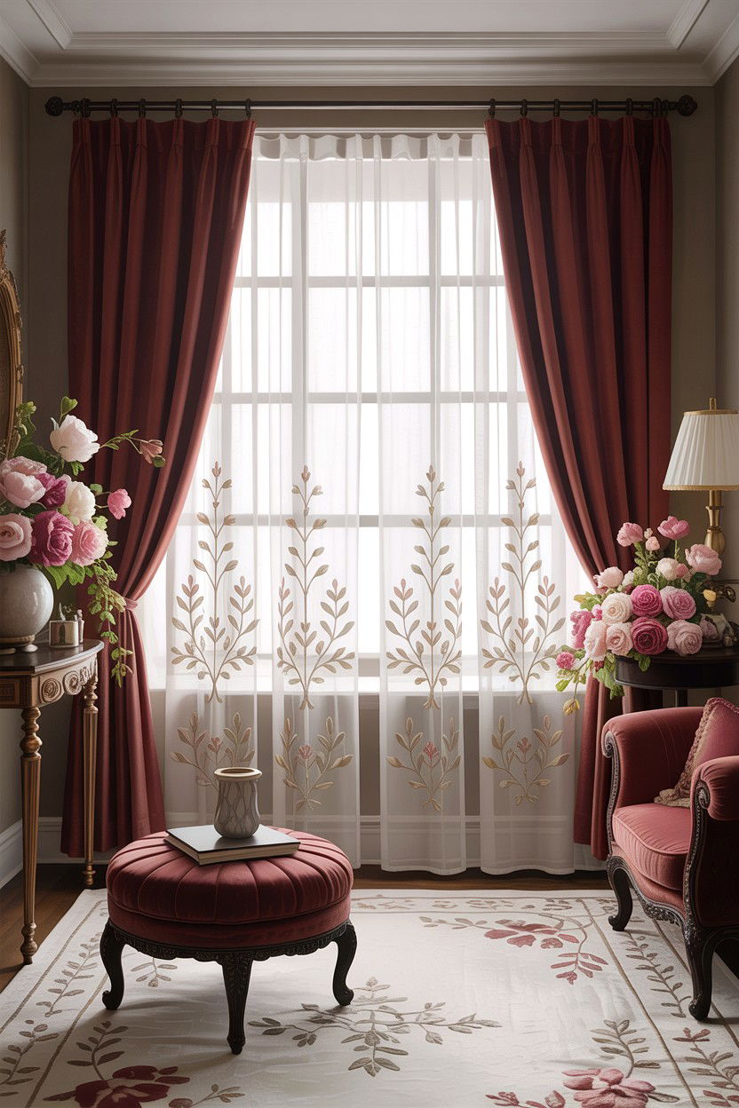 Embroidered sheer curtains - 30 living room curtains