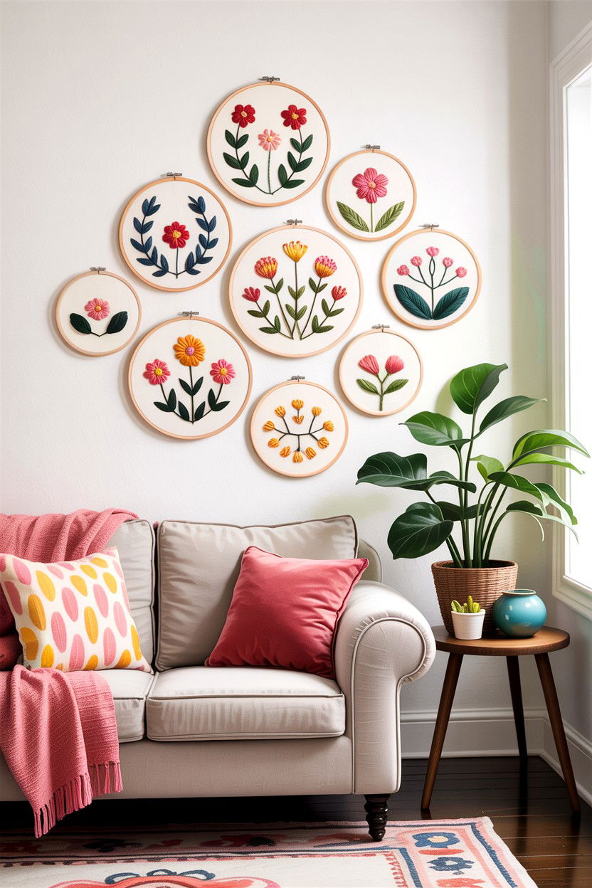 Embroidery Hoop Decor - 30 handmade living room ideas
