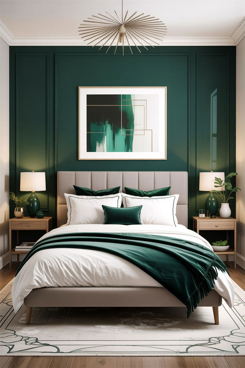 Emerald Green Accent Wall - 30 emerald bedroom ideas