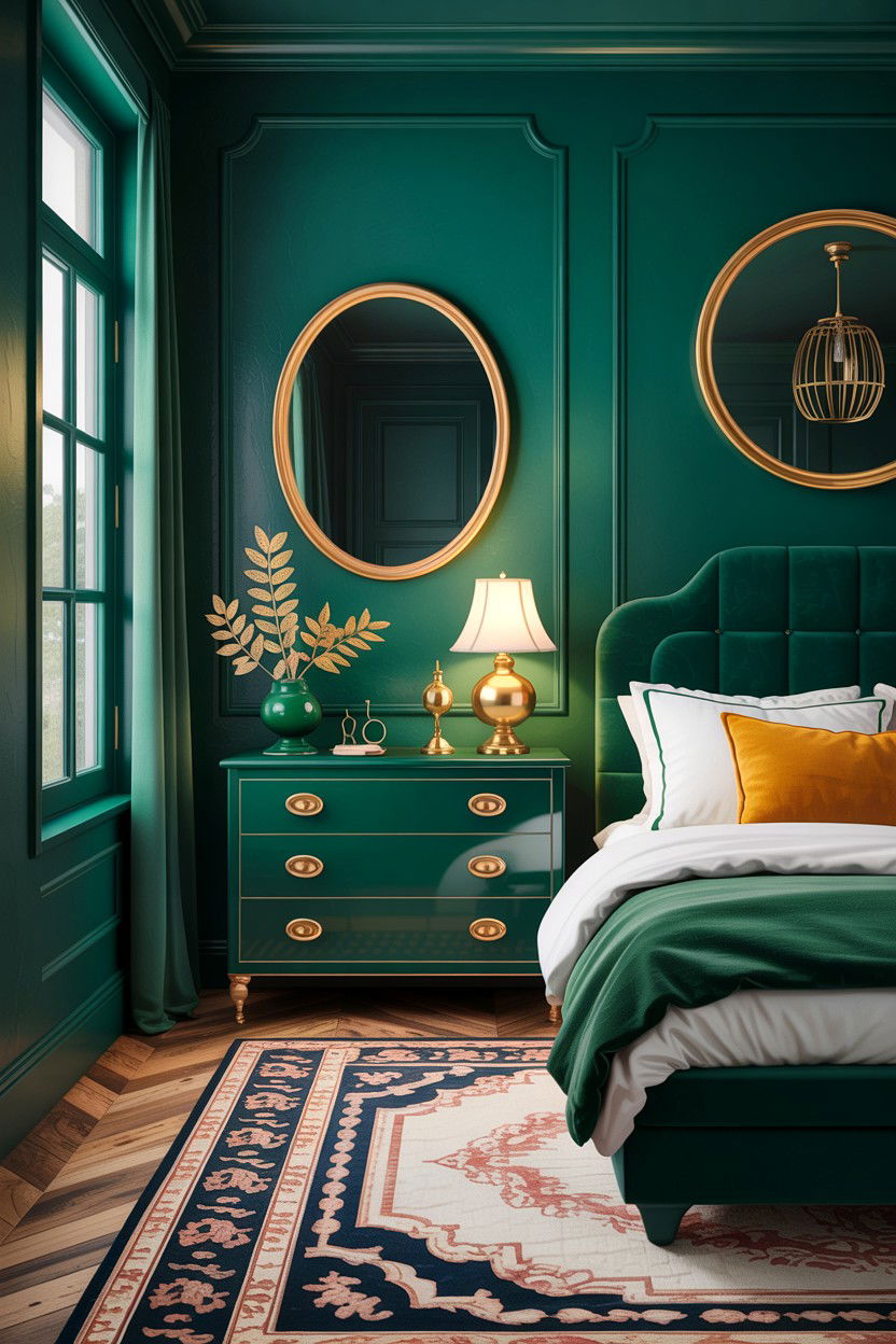 Emerald Green And Brass Accents - 30 emerald bedroom ideas