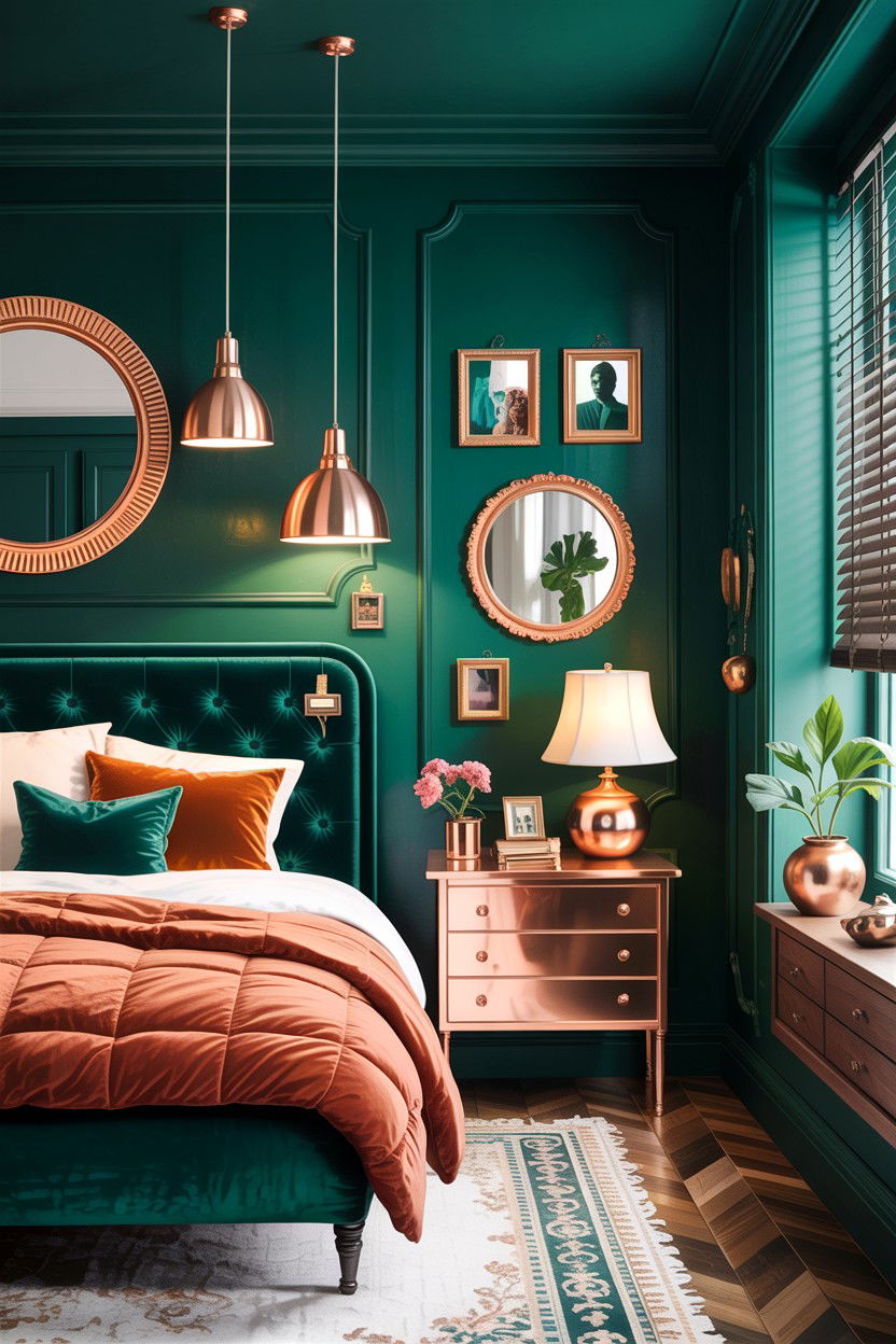 Emerald Green And Copper Decor - 30 emerald bedroom ideas