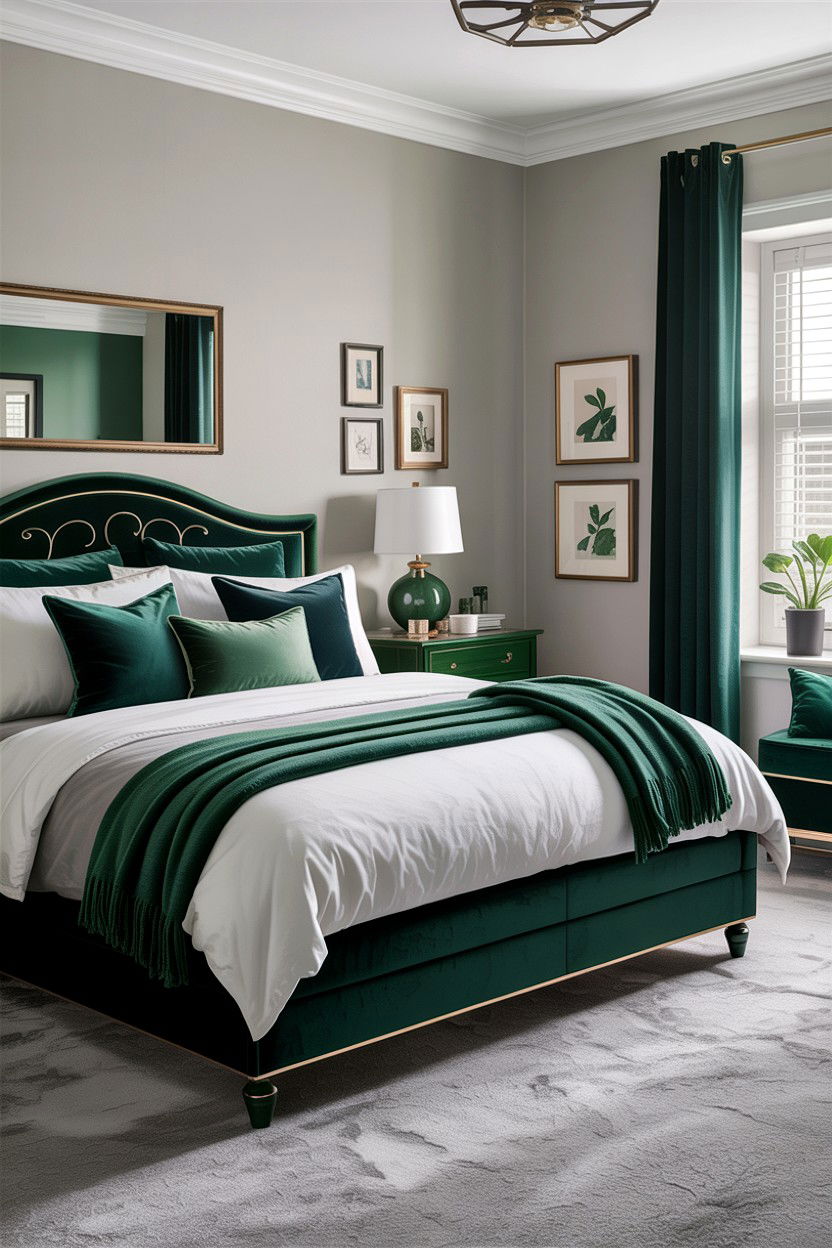 Emerald Green And Grey Bedroom - 30 emerald bedroom ideas