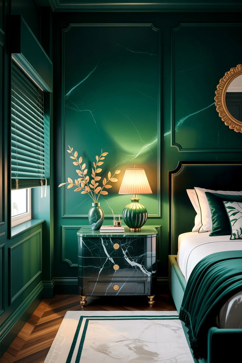 Emerald Green And Marble Bedroom - 30 emerald bedroom ideas