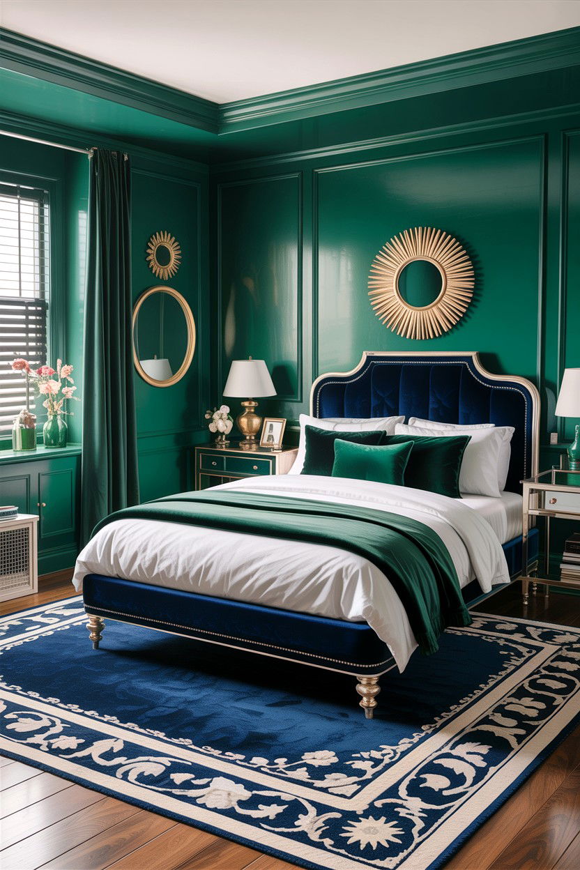 Emerald Green And Navy Blue Bedroom - 30 emerald bedroom ideas