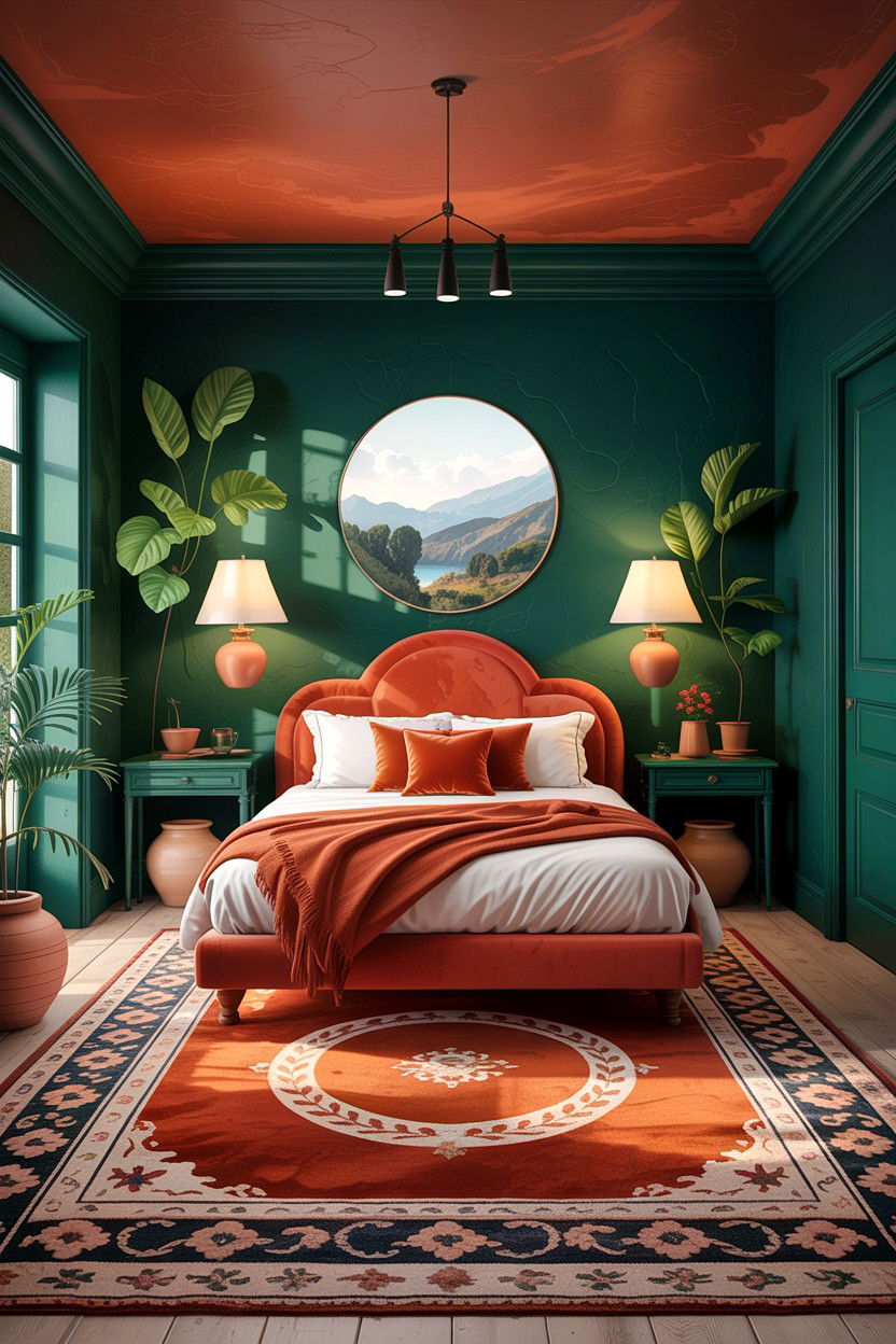 Emerald Green And Terracotta Bedroom - 30 emerald bedroom ideas