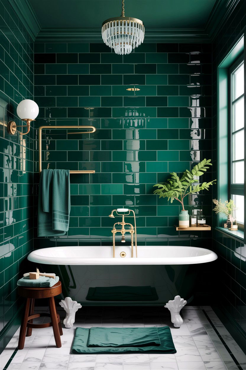 Emerald Green Bathroom - 30 colorful bathroom ideas