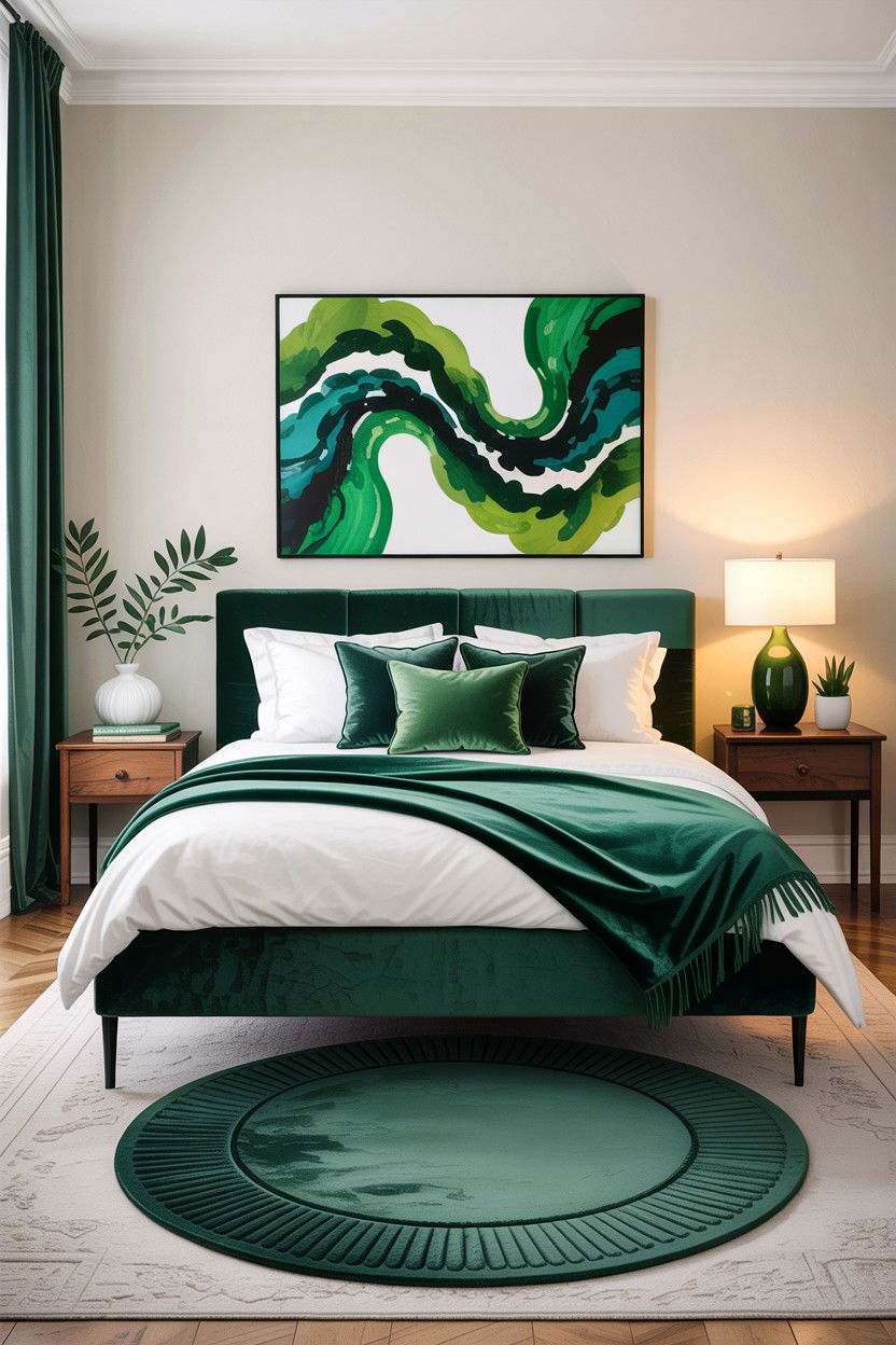 Emerald Green Bedroom Accents - 30 scandinavian green bedroom ideas