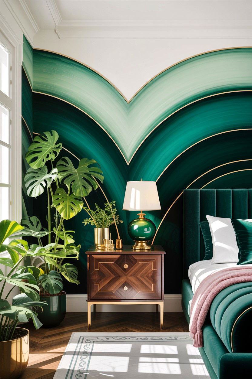 Emerald Green Ombre Wall - 30 bedroom ombre wall ideas